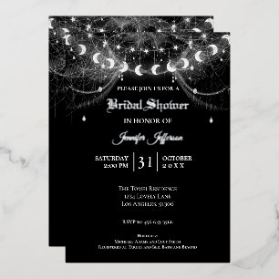 Gothic Halloween Bridal Shower foil invitation