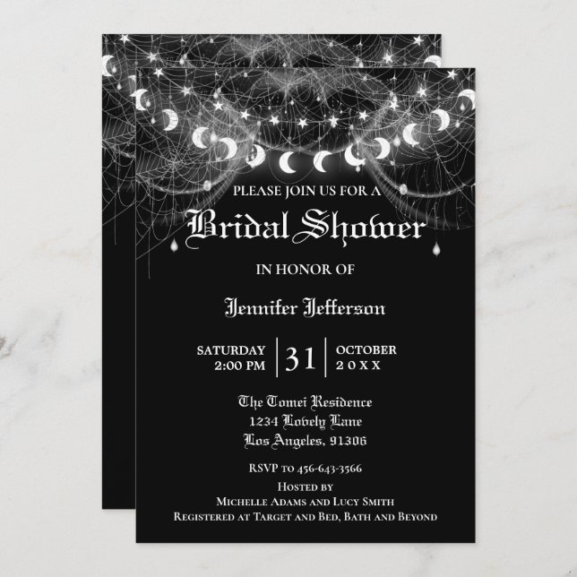 Gothic Halloween Bridal Shower Invitation (Front/Back)