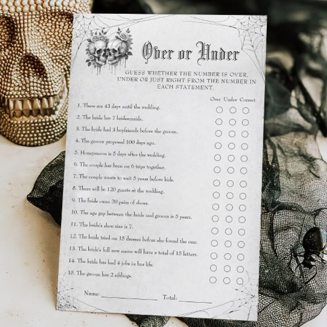 Gothic Halloween Bridal Shower Over or Under Game (Creator Uploaded)