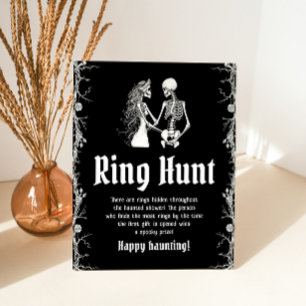 Gothic Halloween Bridal Shower Ring Hunt Game Pedestal Sign