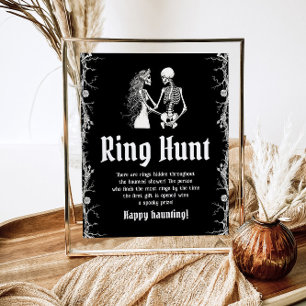 Gothic Halloween Bridal Shower Ring Hunt Game Poster