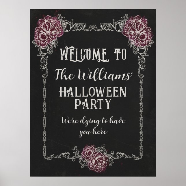 Gothic Halloween Editable Party Event Sign  (Front)
