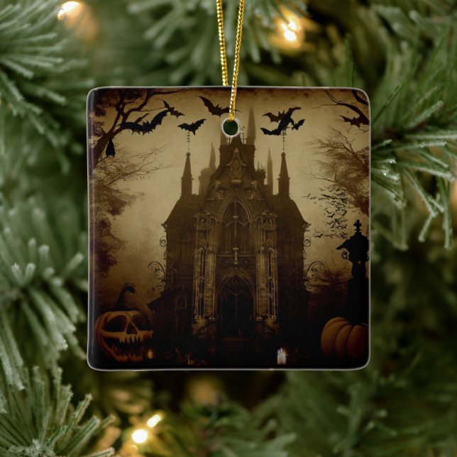 Gothic/Halloween/fall/pumpkin  Ceramic Ornament (Tree)
