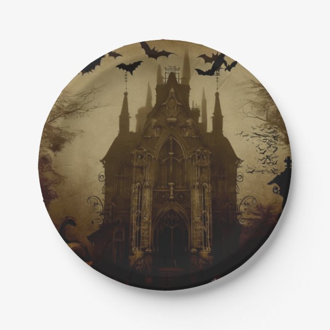 Gothic/Halloween/fall/pumpkin  Paper Plate (Front)