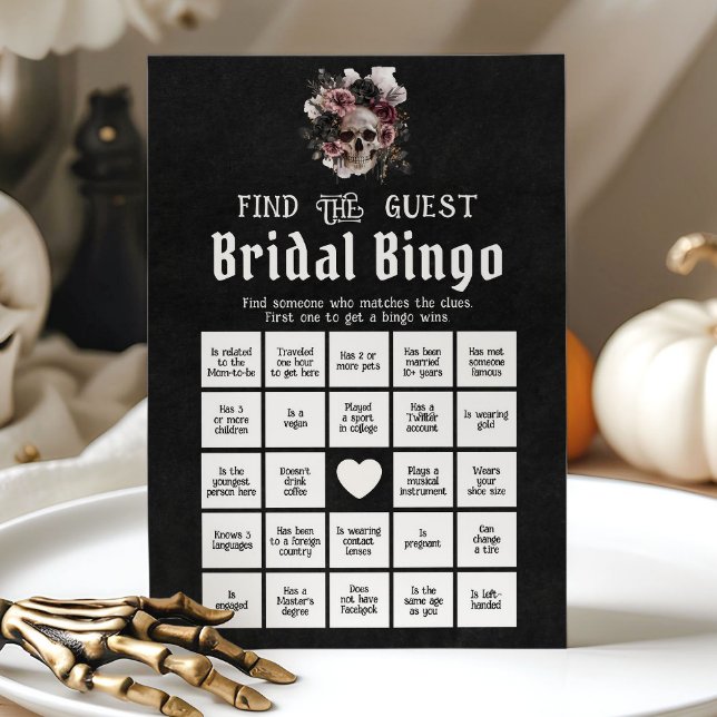 Gothic Halloween Find the Guest Bridal Bingo Game Invitation (Gothic Halloween Find the Guest Bridal Bingo Game)