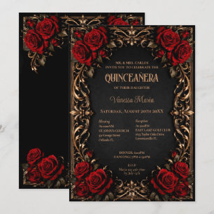Gothic Halloween Floral Quinceanera Invitat Invitation