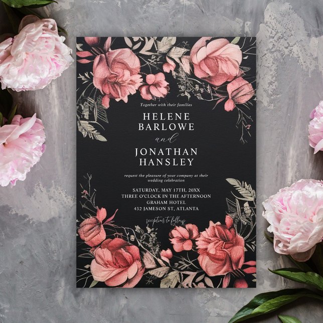 Gothic Halloween Floral Wedding Invitation (Gothic Halloween Floral Wedding Invitation)