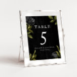 Gothic Halloween Floral Wedding Table Number<br><div class="desc">Gothic and elegant wedding table number featuring illustration of black roses. Perfect for a halloween wedding.</div>