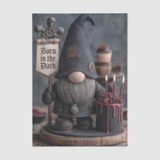 Gothic Halloween gnome with Born in the Dark sign Tissue Paper
