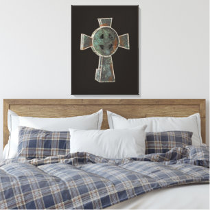 Gothic Halloween Graveyard Headstone Cross Drawing Canvas Print