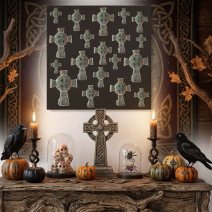 Gothic Halloween Graveyard Headstone Cross Drawing Canvas Print