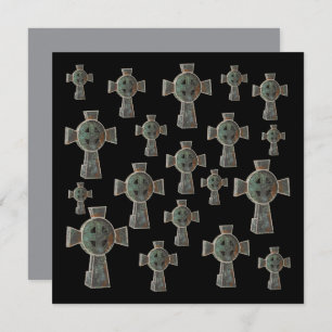 Gothic Halloween Graveyard Headstone Cross Drawing Card