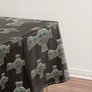 Gothic Halloween Graveyard Headstone Cross Drawing Tablecloth