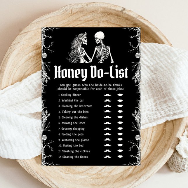 Gothic Halloween Honey Do List Bridal Shower Game Invitation (Creator Uploaded)