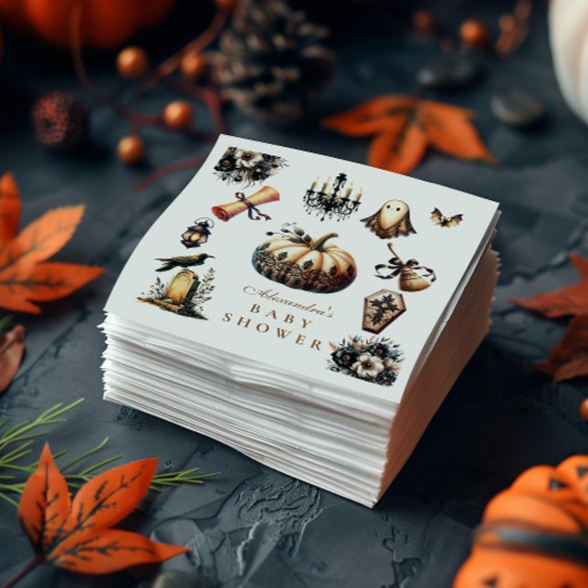 Gothic Halloween Little Boo Baby Shower Napkin (Creator Uploaded)