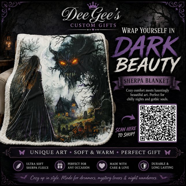 Gothic Halloween Monster & Witch Mansion  Sherpa Blanket (Creator Uploaded)