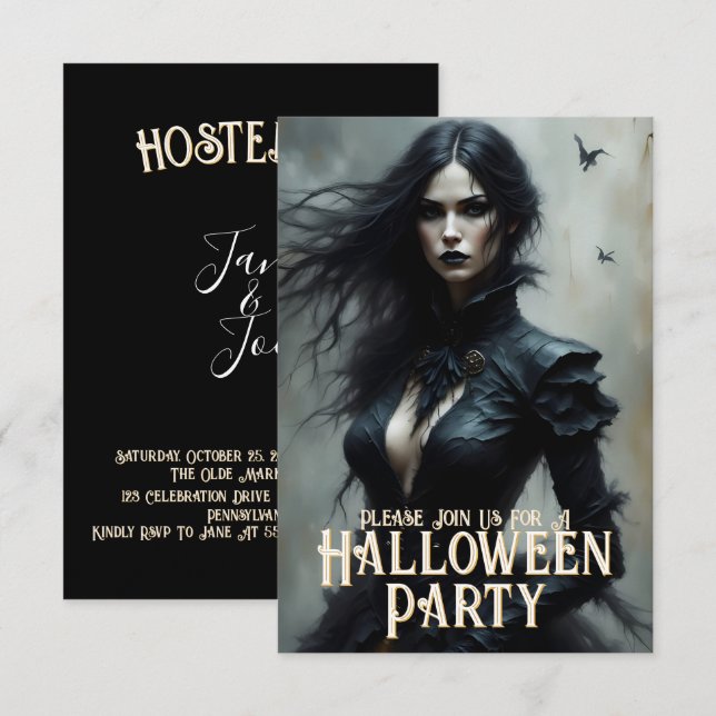 Gothic Halloween Night of Mystery Invitation (Front/Back)