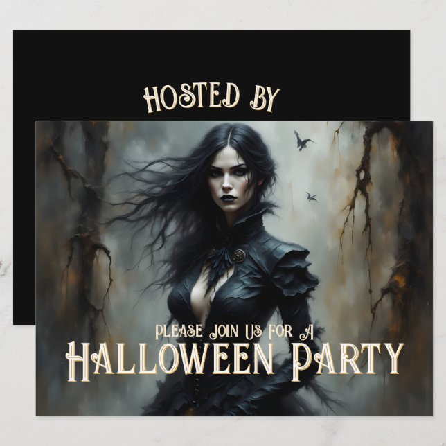 Gothic Halloween Night of Mystery Invitation (Front/Back)
