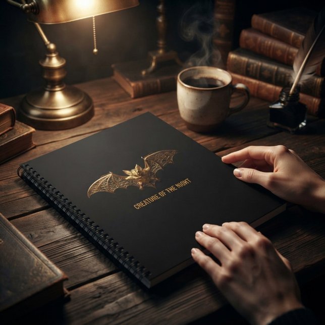 Gothic Halloween Notebook Gold Bat (Creator Uploaded)