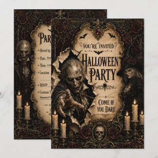 Gothic Halloween Party I with Creepy Witch Invitation