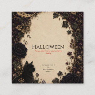 Gothic Halloween Party Roses, Dark Ivy, Moth, moon Enclosure Card