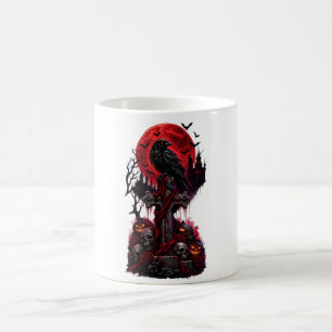 Gothic Halloween Raven Haunted Graveyard Pumpkin Coffee Mug