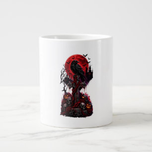 Gothic Halloween Raven Haunted Graveyard Pumpkin  Large Coffee Mug