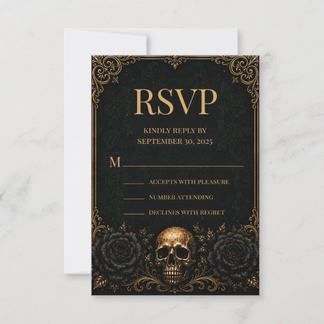 Gothic Halloween Raven RSVP Card (Front)