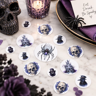 Gothic Halloween Raven Spider Skull Confetti