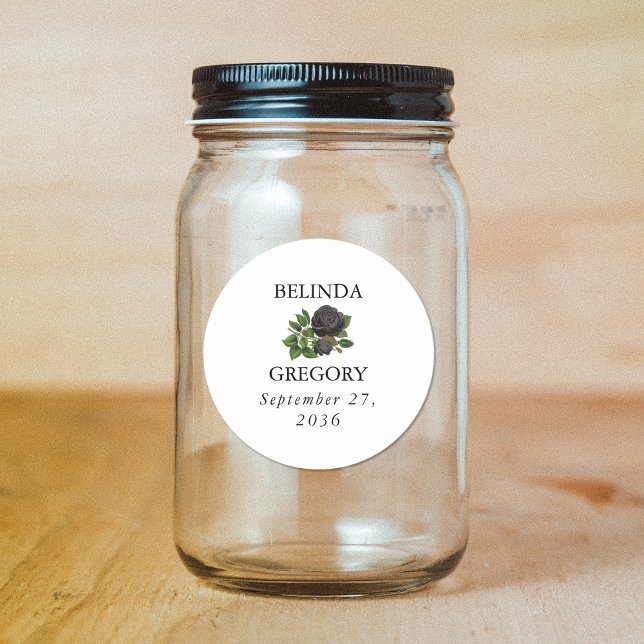 Gothic Halloween Roses White Wedding Classic Round Sticker (Gothic Halloween Roses White Wedding Classic Round Sticker)