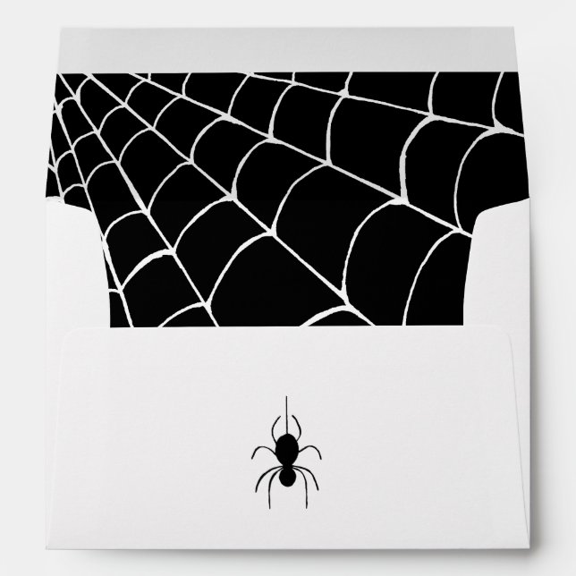 Gothic Halloween Simple Spider Web Black White Envelope (Back (Bottom))