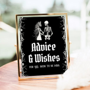 Gothic Halloween Skeleton Advice and Wishes Sign