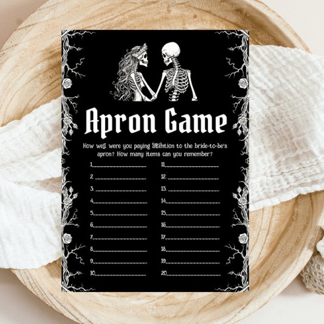 Gothic Halloween Skeleton Bridal Shower Apron Game Invitation (Gothic Halloween Skeleton Bridal Shower Apron Game )