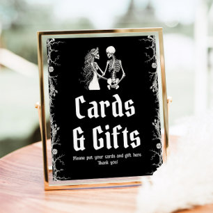 Gothic Halloween Skeleton Cards and Gifts Sign