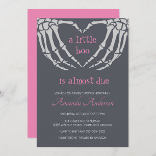 Gothic Halloween Skeleton Hands Girl Baby Shower Invitation