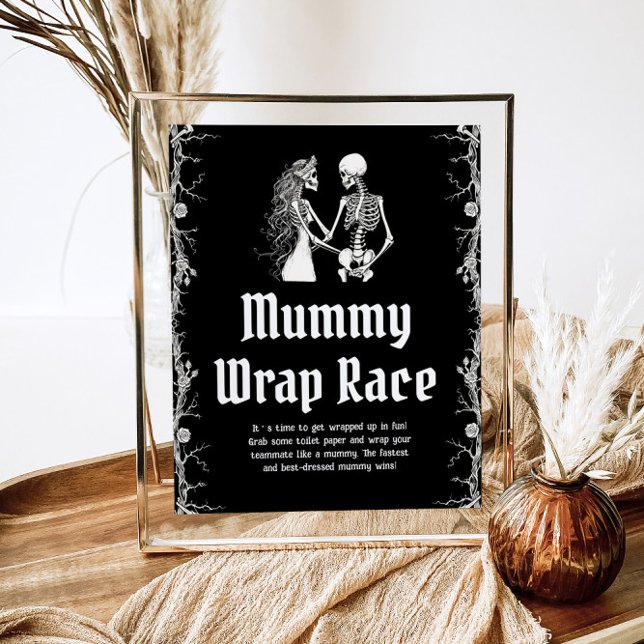 Gothic Halloween Skeleton Mummy Wrap Race Sign   (Creator Uploaded)