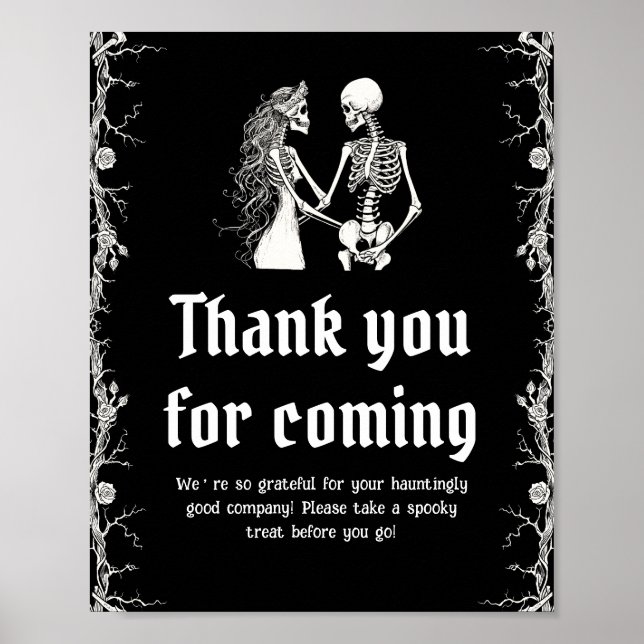 Gothic Halloween Skeleton Thank you for coming Poster (Front)