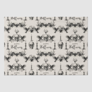 Gothic Halloween skull candle bat raven black rose Tissue Paper