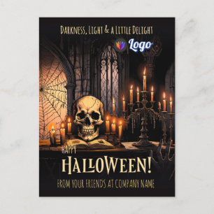 Gothic Halloween Skull Candle Elegant Design Postcard