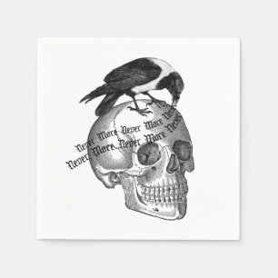 Gothic Halloween Skull Raven Napkin