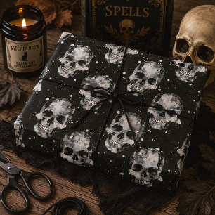 Gothic Halloween Skulls Macabre Spooky Wrapping Paper