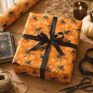 Gothic Halloween Spiders Creepy Spooky Wrapping Paper