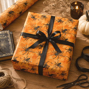 Gothic Halloween Spiders Spooky Season Wrapping Paper