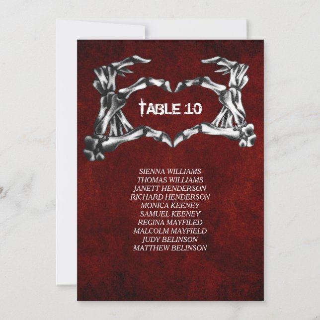 Gothic halloween Table Number Seating Chart (Front)