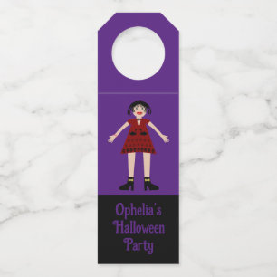 Gothic Halloween Vampire Lady Custom Bottle Tag