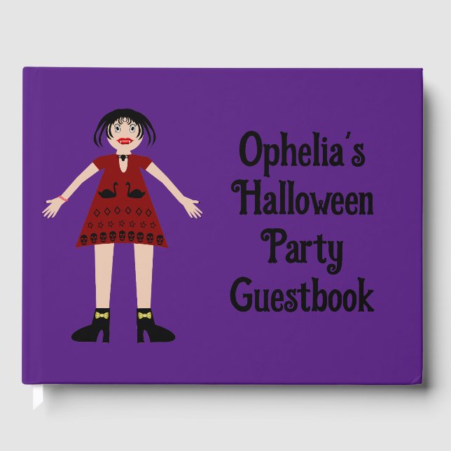 Gothic Halloween Vampire Lady Custom Guest Book (Front)