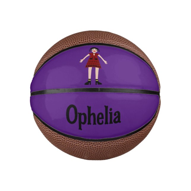 Gothic Halloween Vampire Lady Custom Name Mini Basketball (Front)