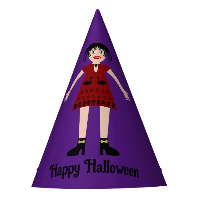 Gothic Halloween Vampire Lady Custom Party Hat (Front)