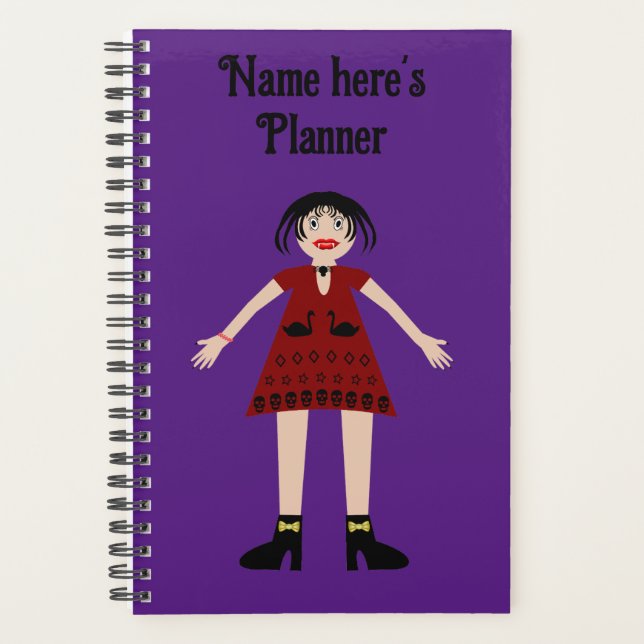 Gothic Halloween Vampire Lady Custom Planner (Front)