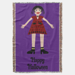 Gothic Halloween Vampire Lady Custom Throw Blanket